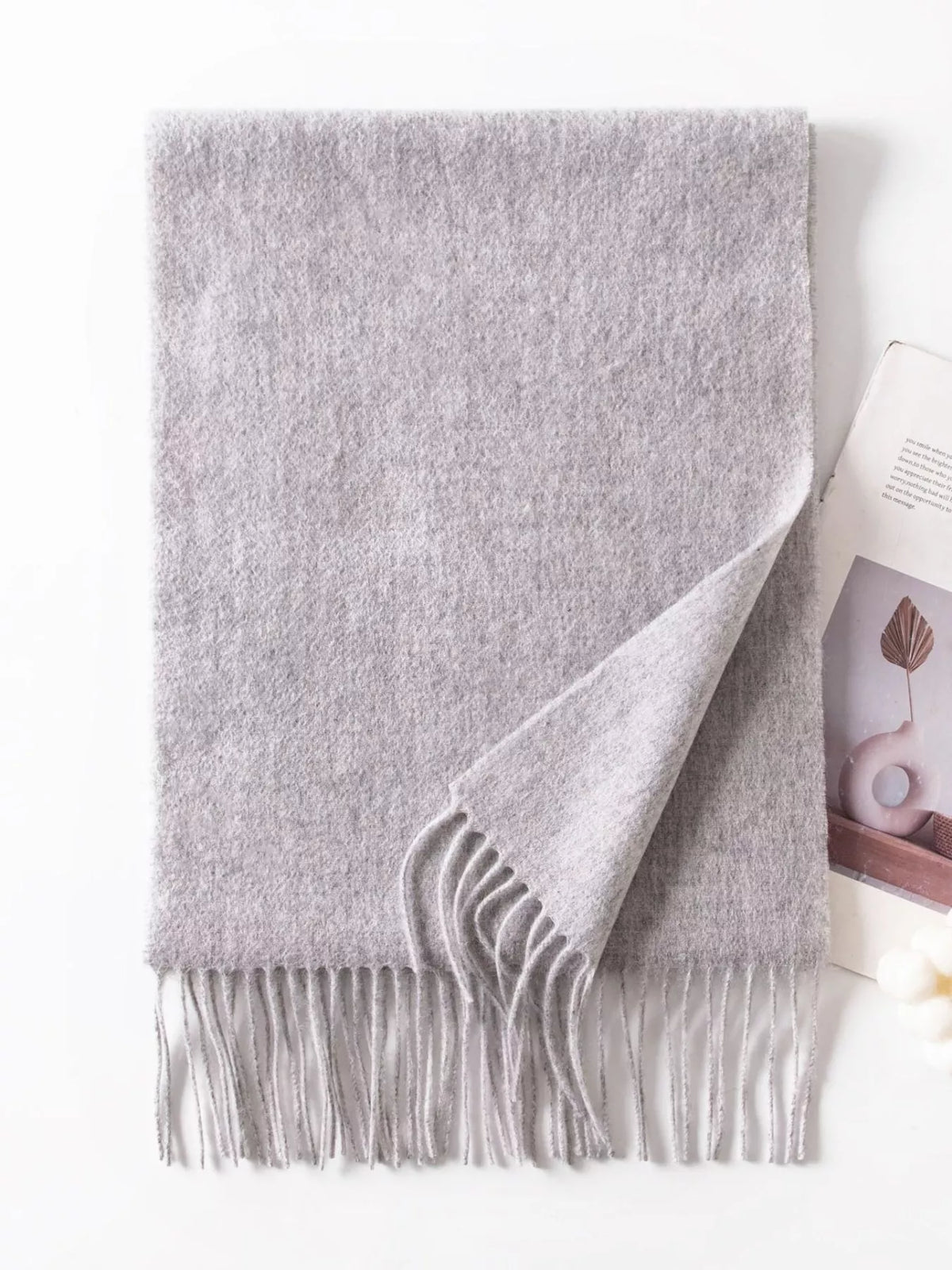 Solid Color Wool Fringe Scarf