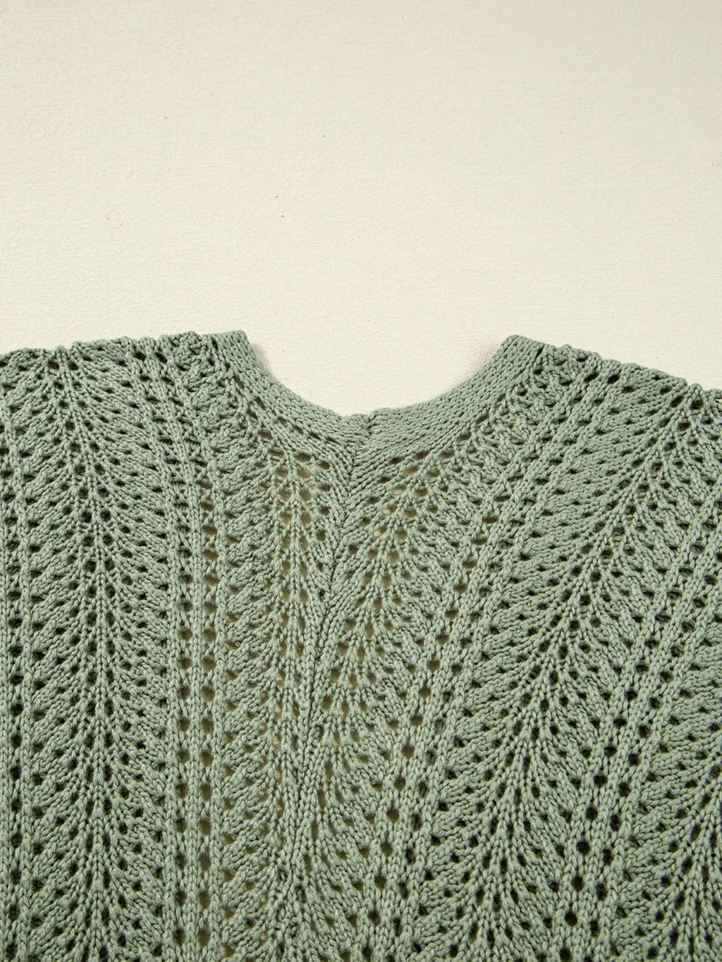 Scalloped Edge Eyelet Knit Batwing Cardigan