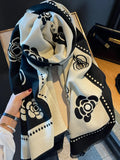Floral Pattern Raw Hem Scarf