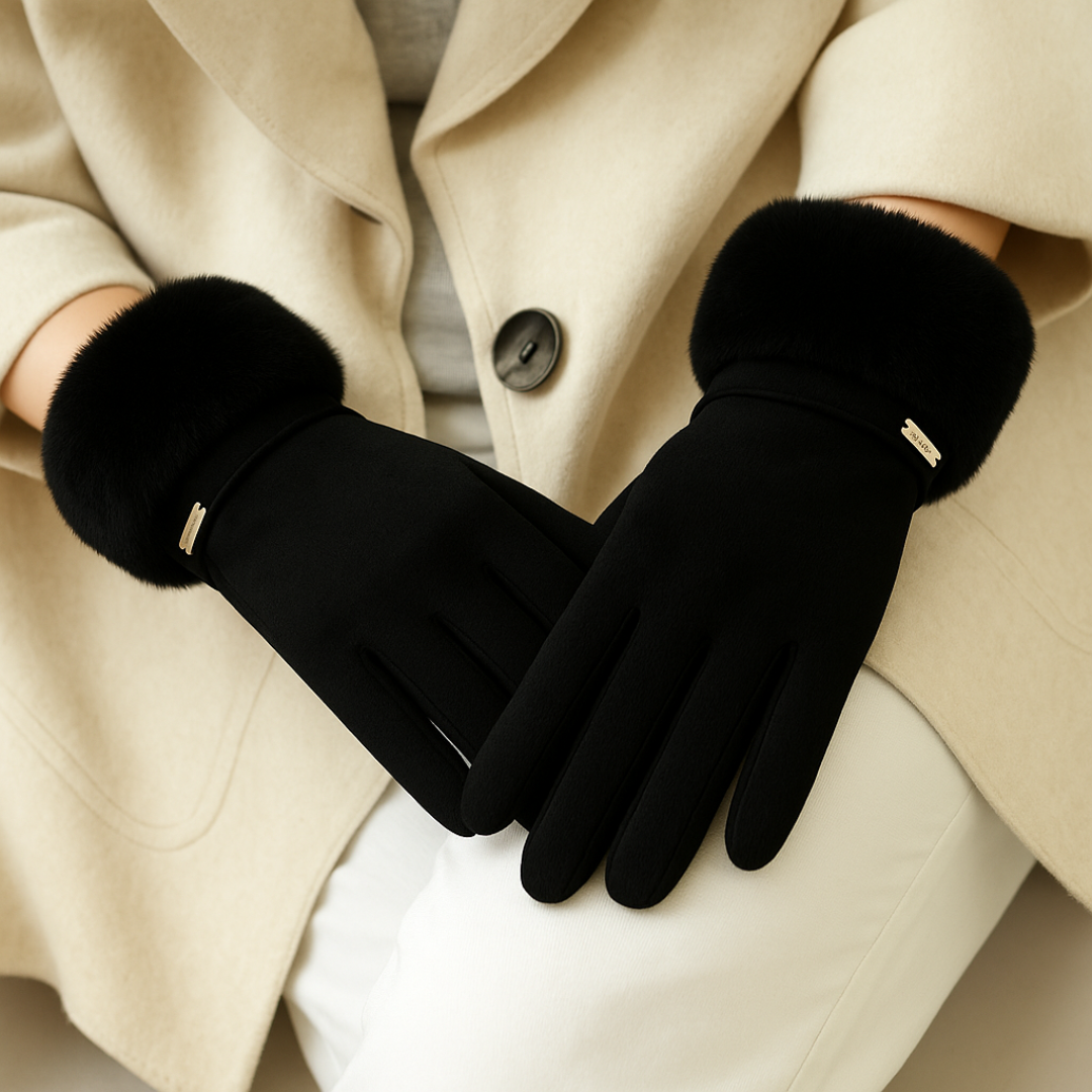 Warm Women's Gloves with Faux Fur Lining