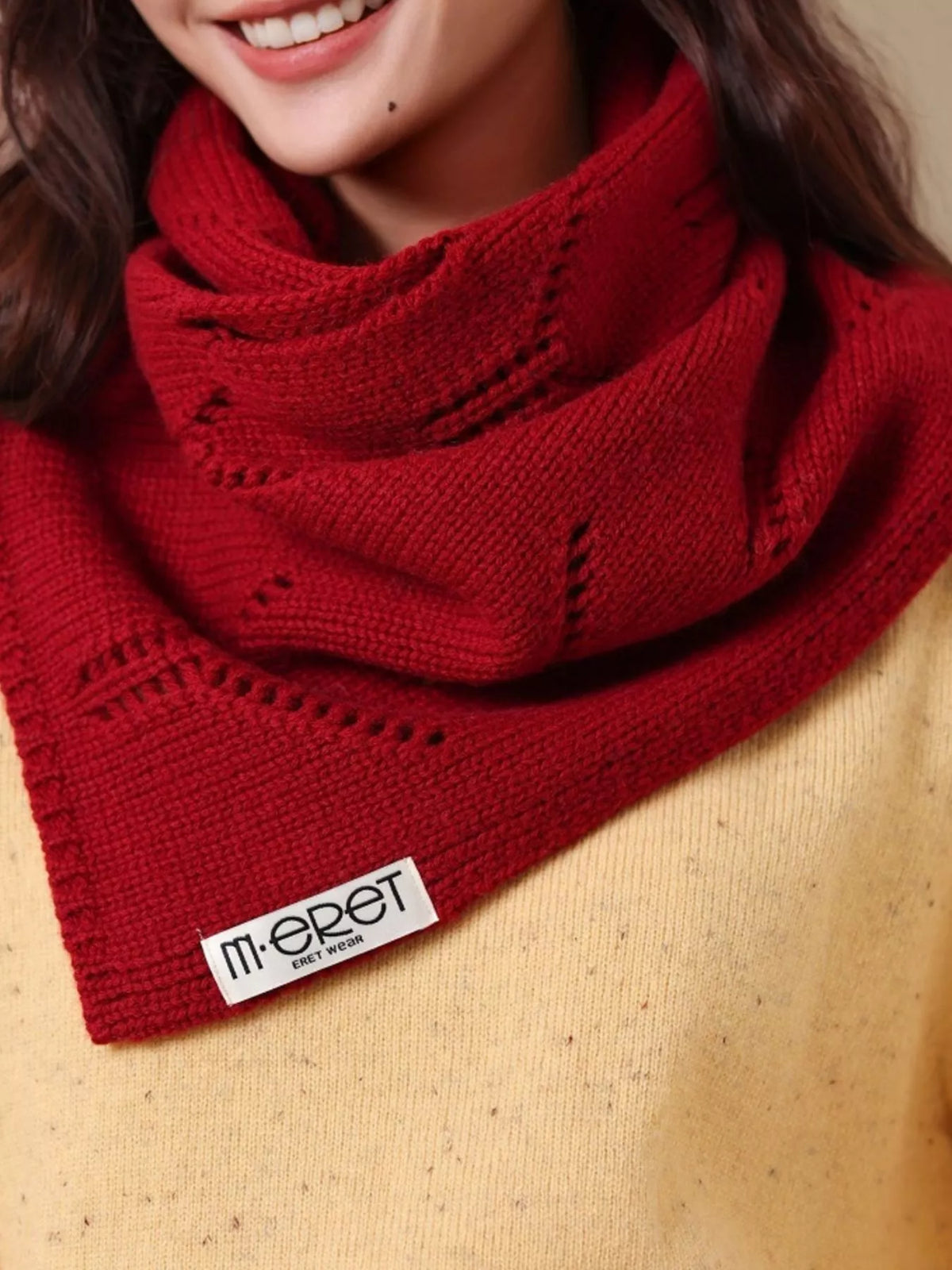 Wool Openwork Knit Scarf