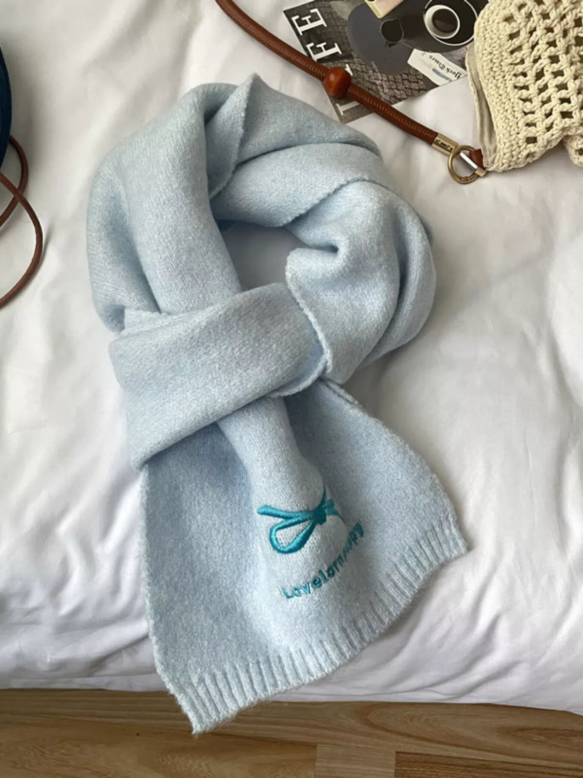 Embroidered Bowknot Scarf