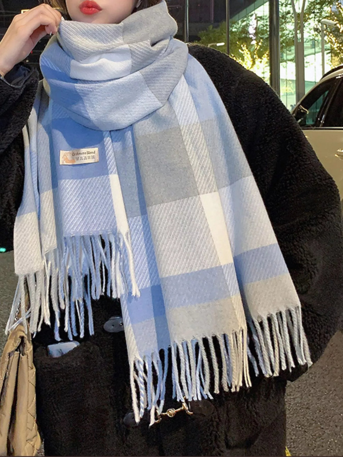 Fringe Plaid Scarf