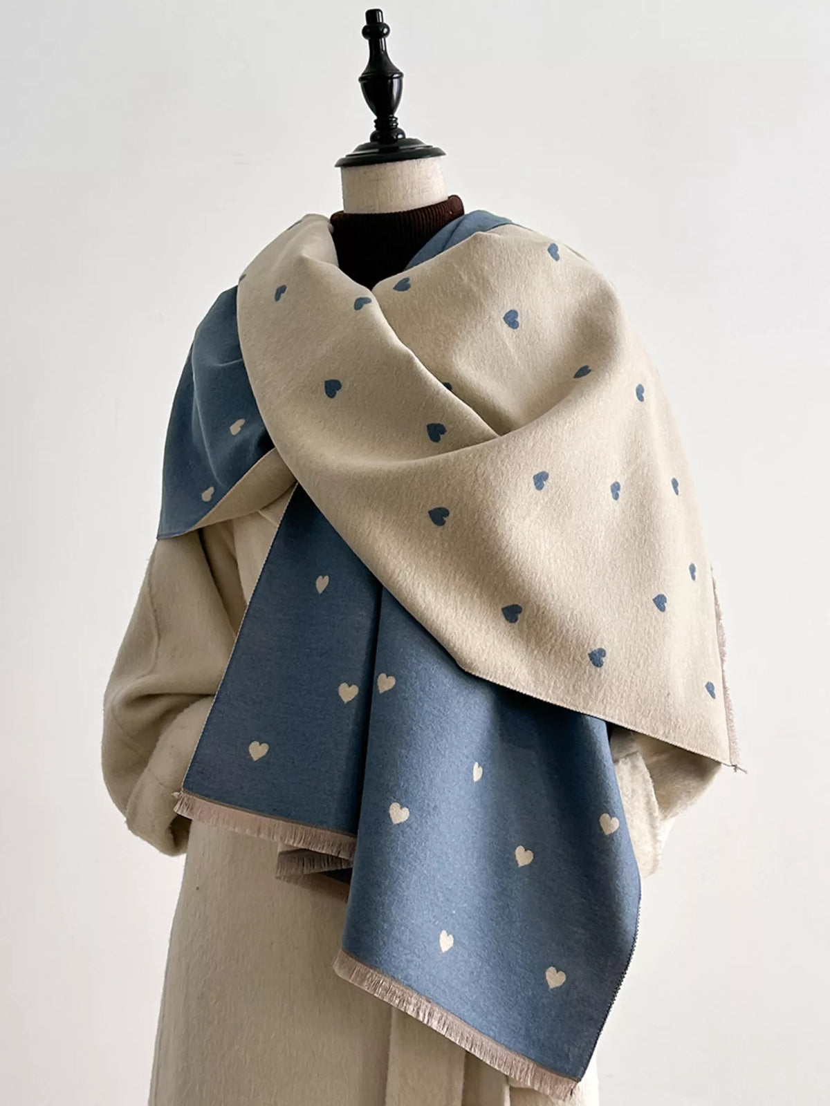 Heart Raw Hem Scarf