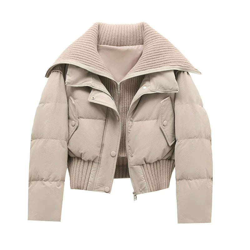 Warm Quilted Down Jacket | Oversized High Neck Coat
