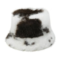 Cozy Cow Print Faux Fur Fisherman Hat