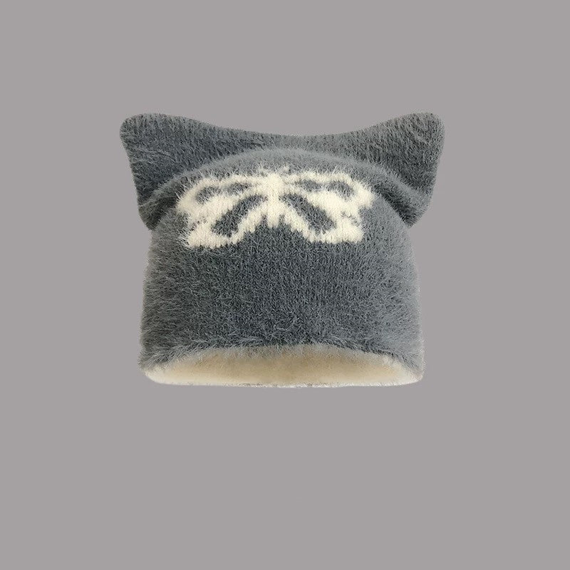 Cozy Star Cat Ear Beanie: Warm Wool Blend Hat for Autumn/Winter
