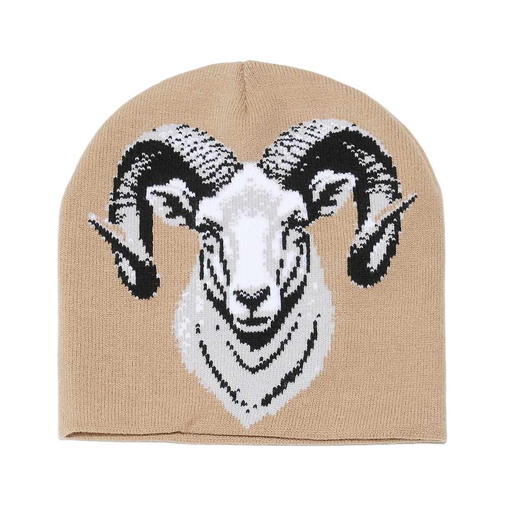 Cozy Sheep Face Knit Beanie - Warm Earflap Hat