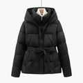 Ladies Padded Parka with Hood and Waist Belt
