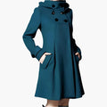 Warm Ladies Parka with Hood and Button Front