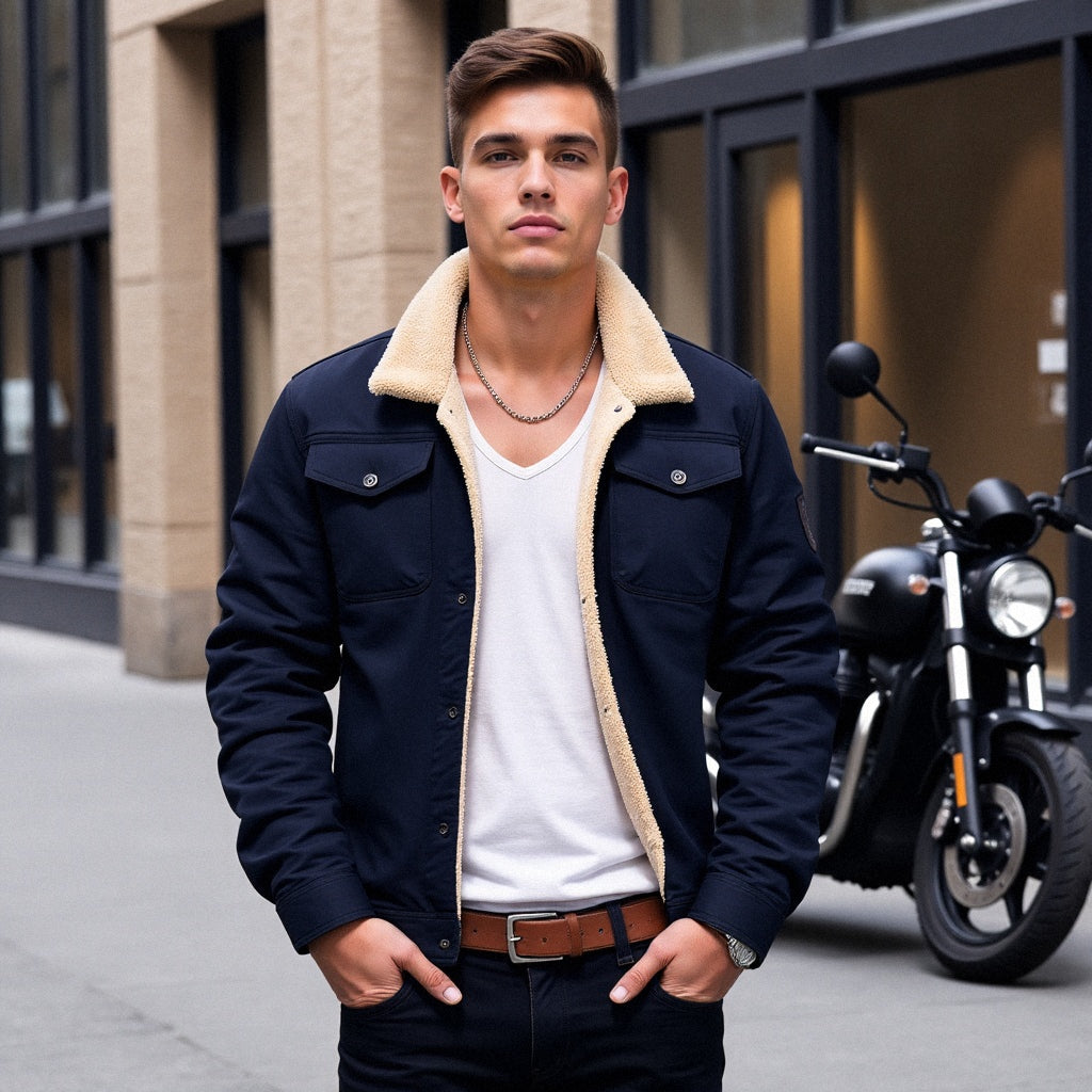 Warm Fleece Lined Men's Coat