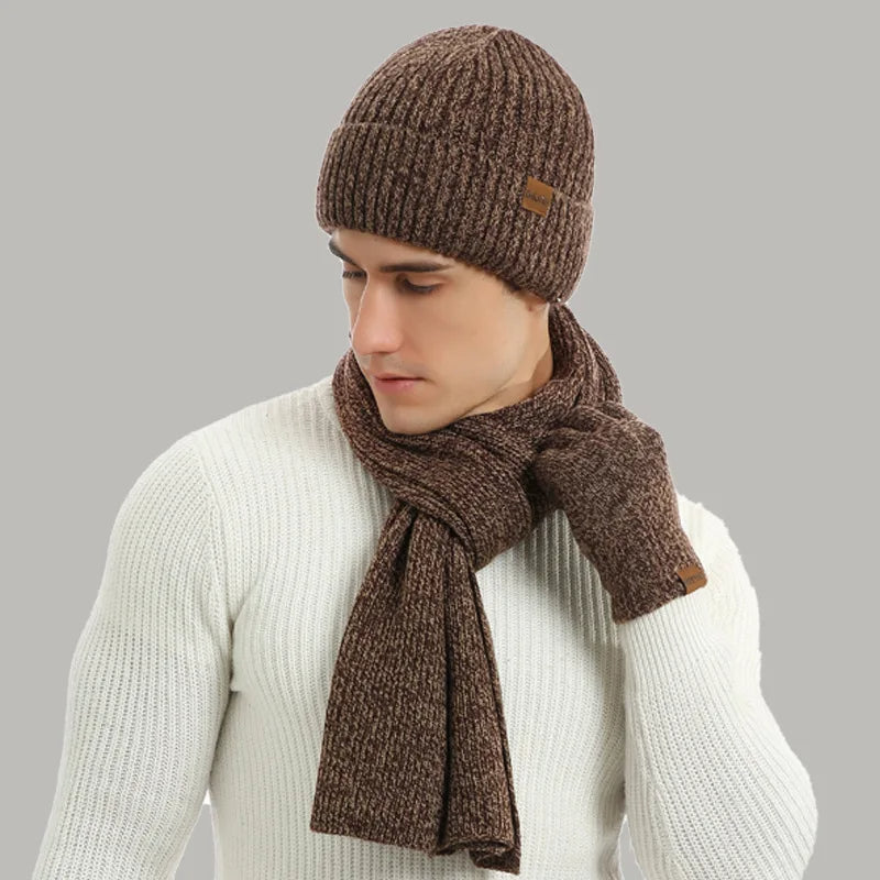 Cozy 3 Piece Knit Winter Hat Scarf Set