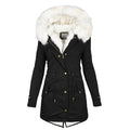 Warm Fleece Parka Jacket with Fur Hood