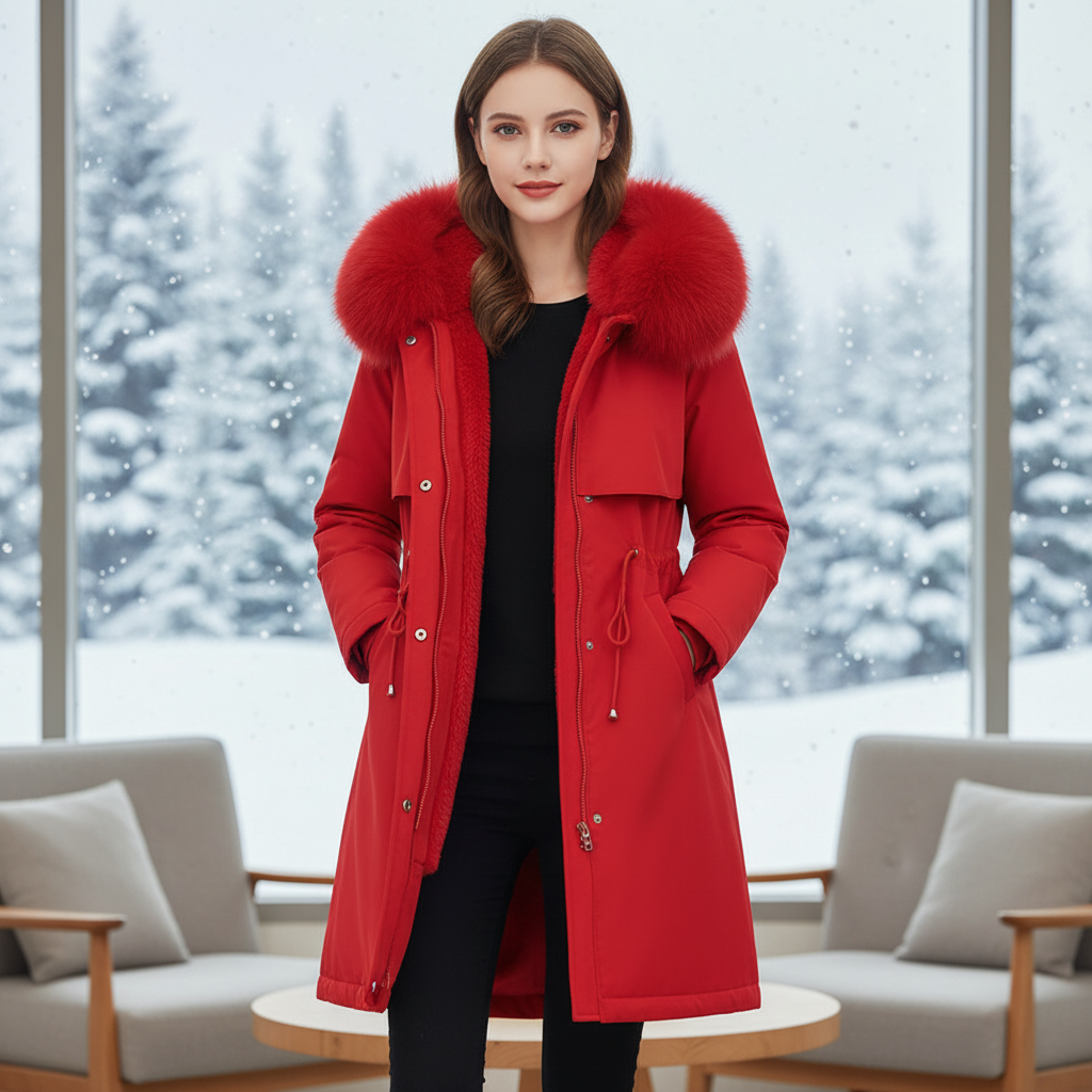 Warm Hooded Fleece Jacket - Silvia