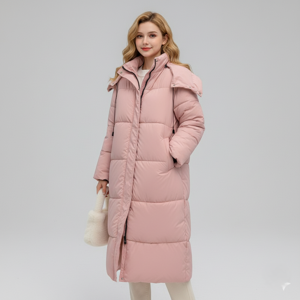 Warm Women's Quilted Parka Coat with Hood