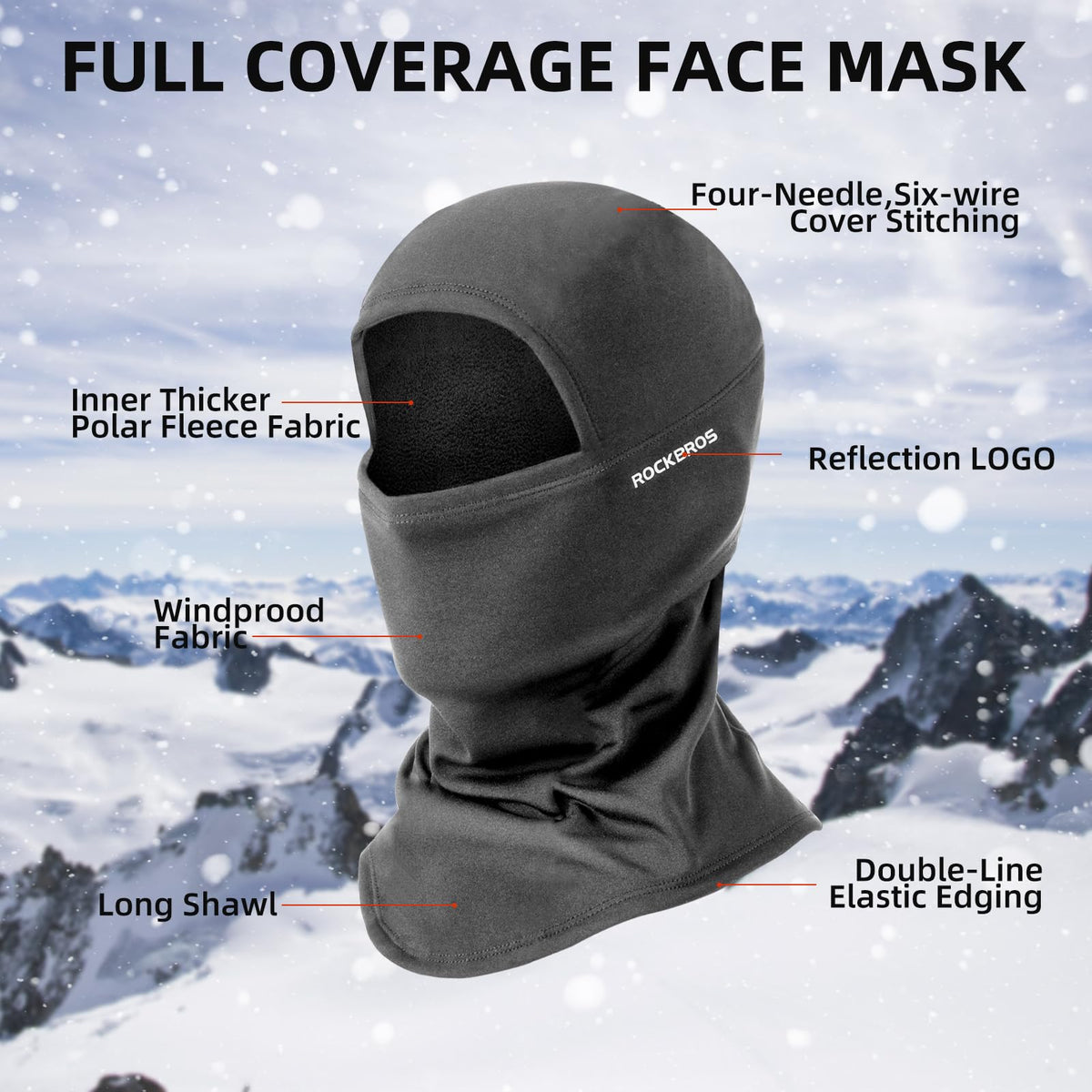 ROCKBROS Balaclava Ski Mask, Windproof Thermal Winter Neck Warmer Hood for Men  Women