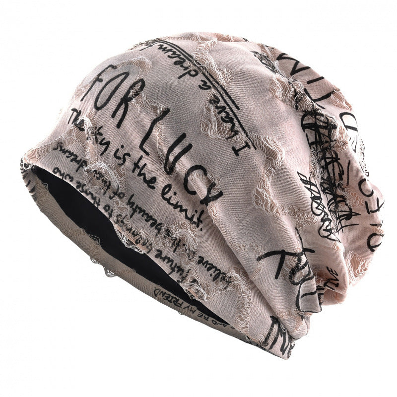 Letter Printed Slouchy Beanie - Unisex Thin Outdoor Sports Headwrap - Spring Autumn Casual Knitted Hat