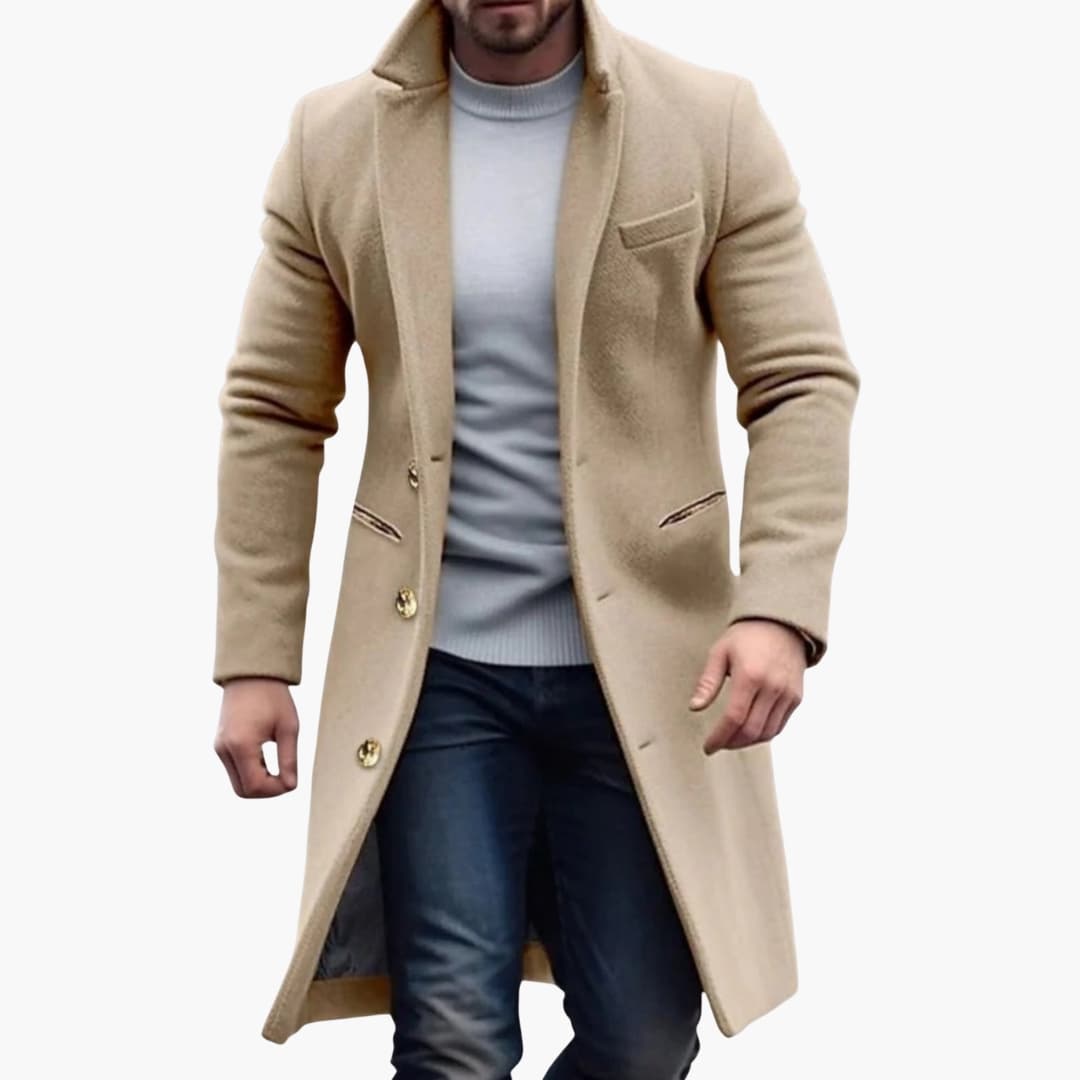 Classic Winter Overcoat for Men with Pockets