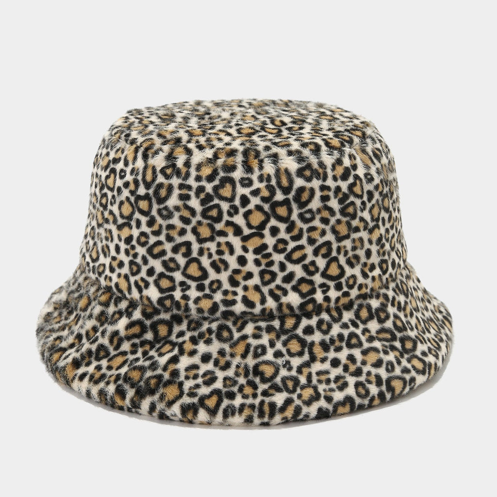 Leopard Plush Fisherman Hat - Cozy Winter Street Style