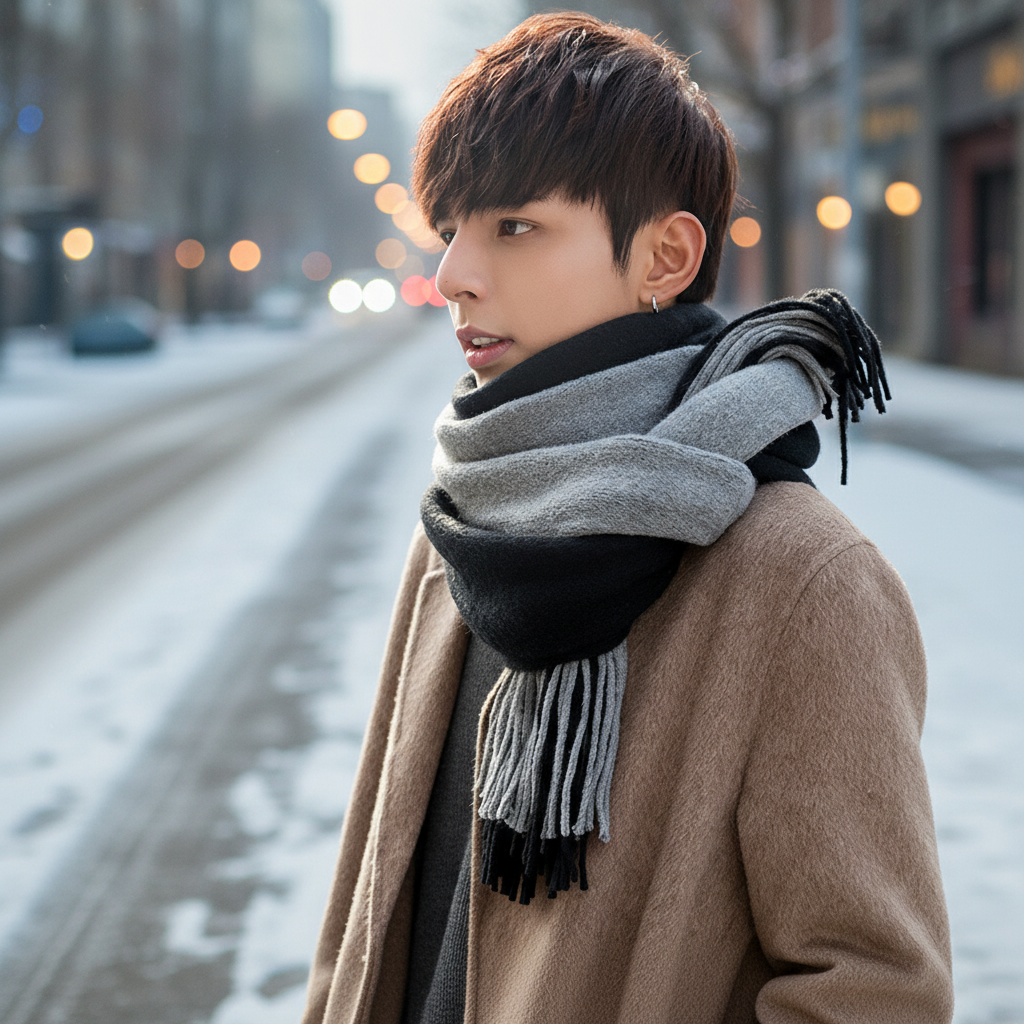 Soft Fringed Cashmere Winter Scarf