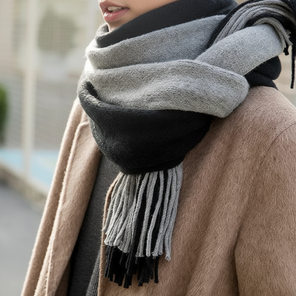Soft Fringed Cashmere Winter Scarf