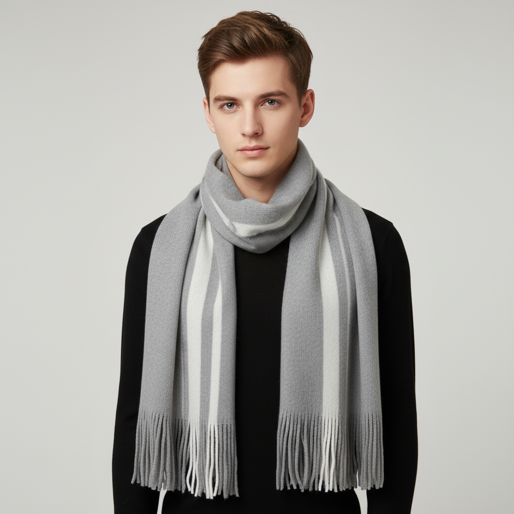 Soft Fringed Cashmere Winter Scarf
