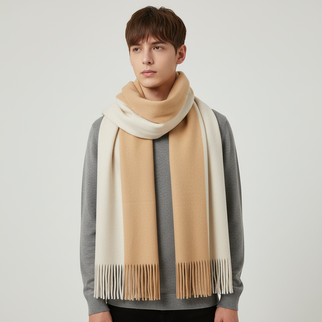 Soft Fringed Cashmere Winter Scarf