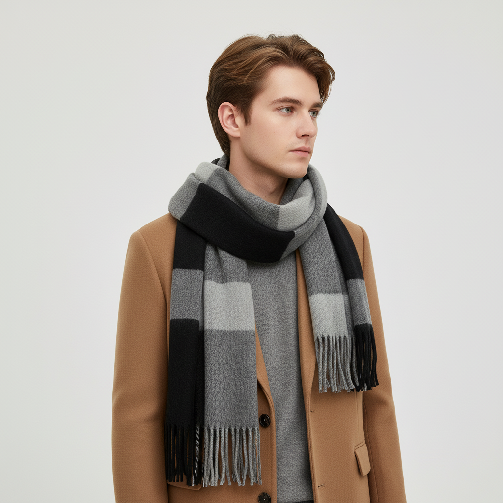 Soft Fringed Cashmere Winter Scarf