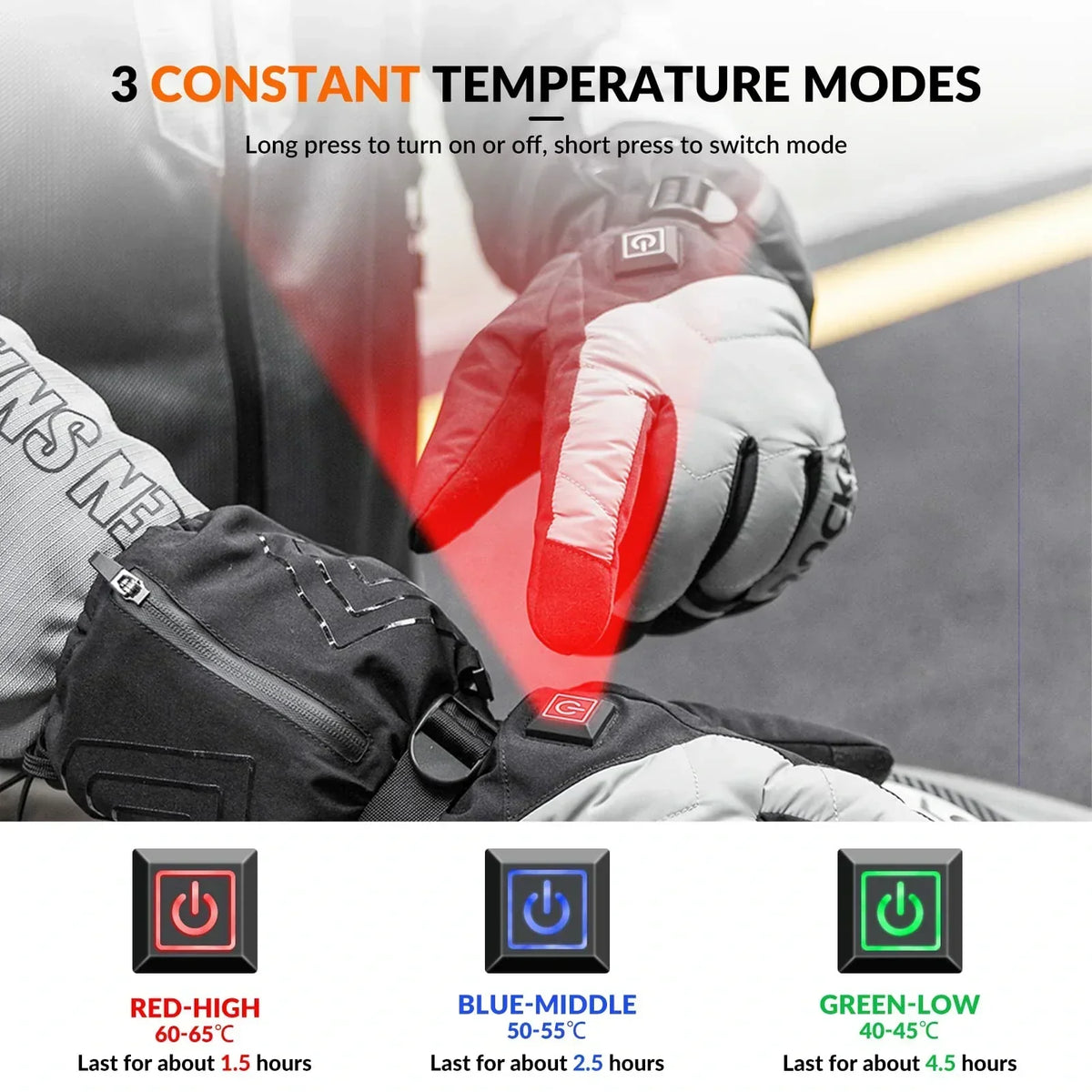Winter Cycling Gloves Electric Heated Touch Screen