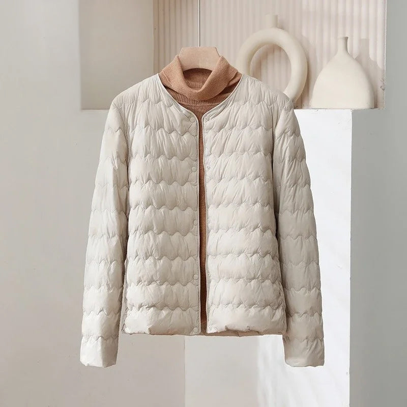 Warm Padded Down Coat | Classic Button Front Jacket