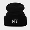 NY Embroidered Knit Beanie - Warm Winter Hat