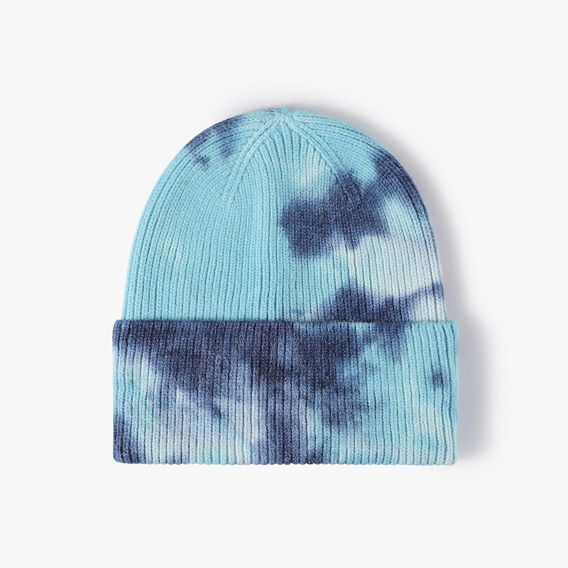 Pandaize Trendy Personalized Tie-Dye Beanie: Fashionable Outdoor Warmth Ear Protection Knitted Hat