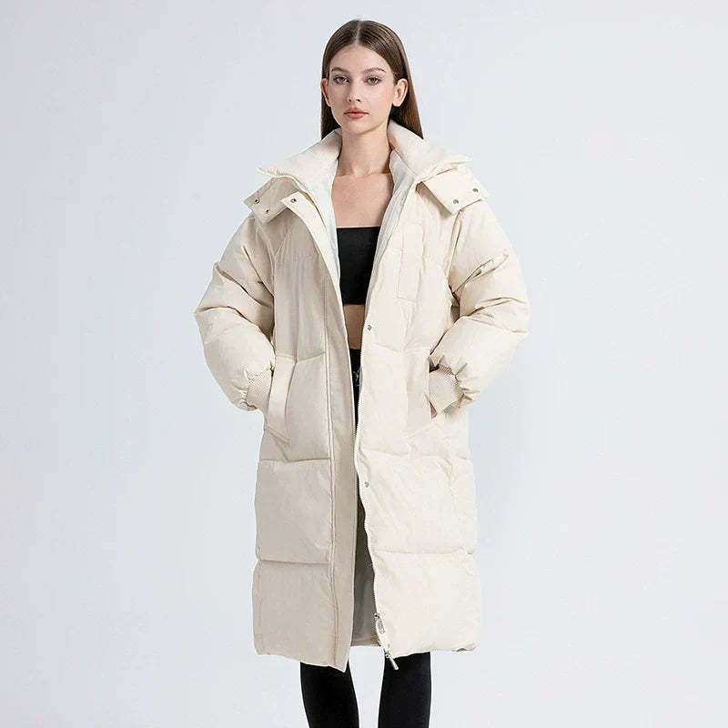 Warm Quilted Parka Coat for Women - Oversized Hooded Jacket