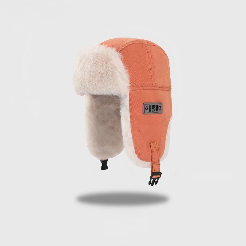 Unisex Winter Windproof Ear Flap Hat - Thermal Cotton-Polyester Blend - Adjustable Fur-Lined Cold Weather Cap