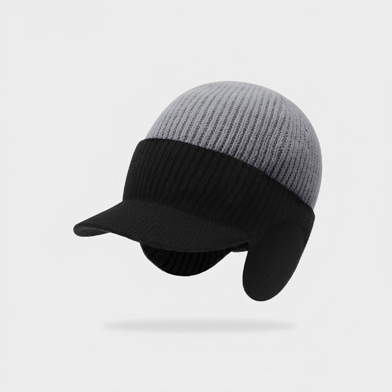 Men's Colorblock Beanie Winter Ear Flap Hat - Thermal Thickened Fleece Lined Skull Cap