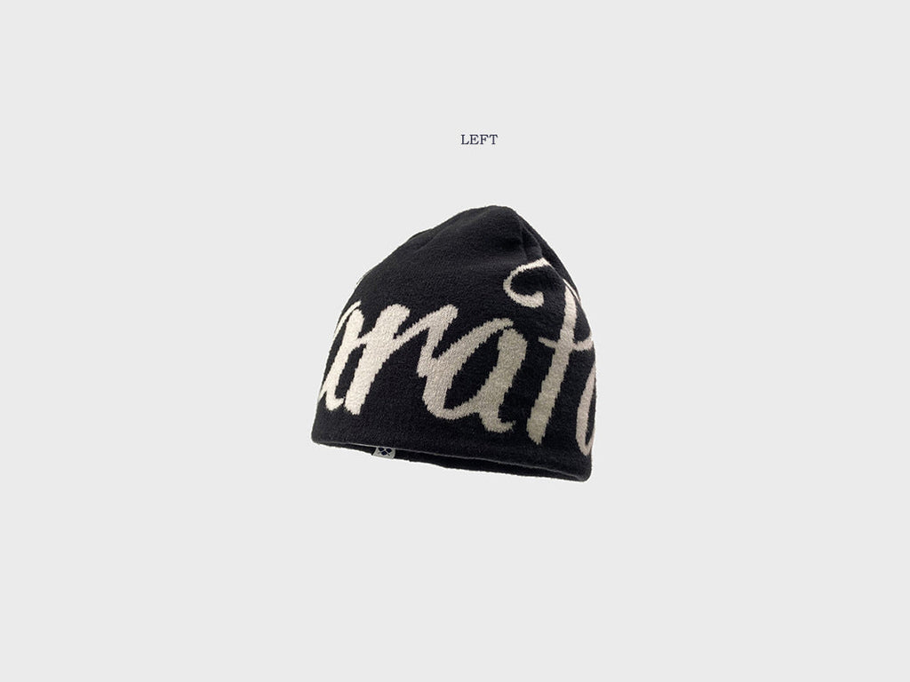 Pandaize Reversible Knit Beanie – Unisex Letter Jacquard Winter Hat, Hip-Hop Skateboard Style, Warm & Soft Cap with Ear Protection