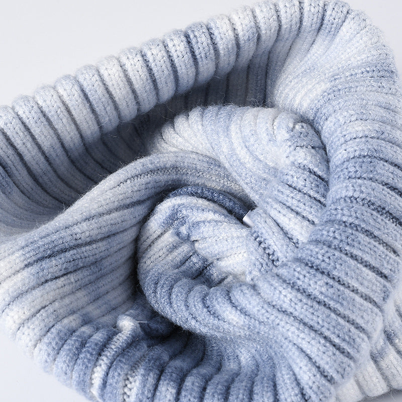 Tie-Dye Knit Beanie for Autumn & Winter – Wide Brim, Ear Warmers, Windproof for Outdoor & Gatherings