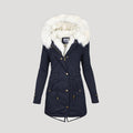 Warm Women's Coat with Fake Fur Hood
