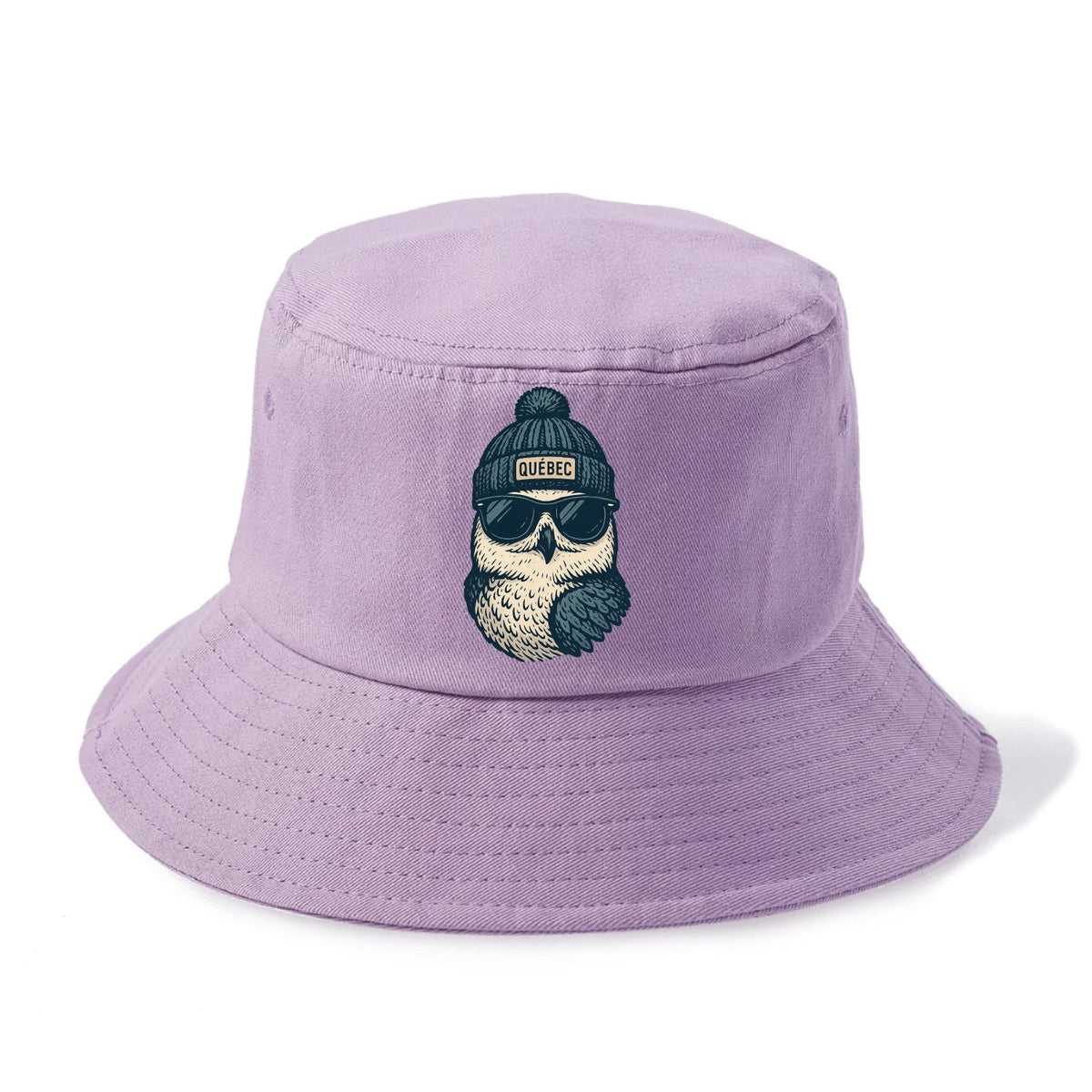 Quebec City Snowy Owl wearing Quebec bea - Bucket Hat