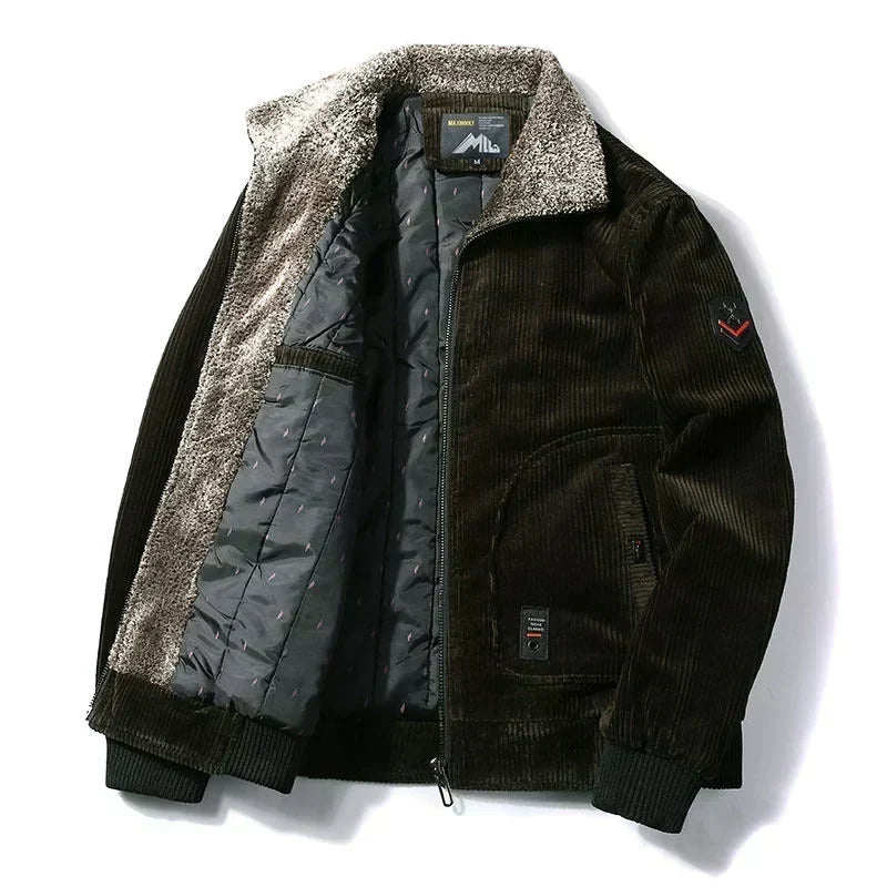 Warm Fur Trim Classic Bomber Jacket