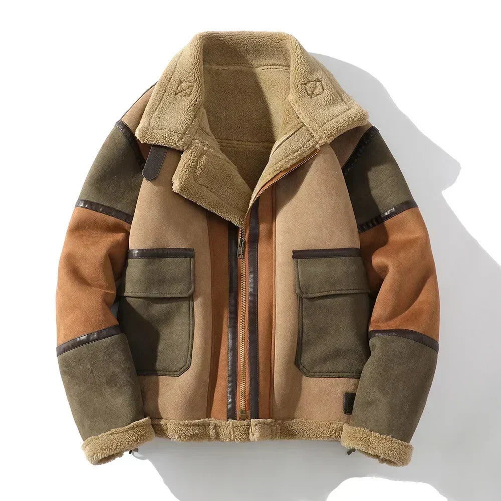 Casual Shearling Coat with Zip Front Design