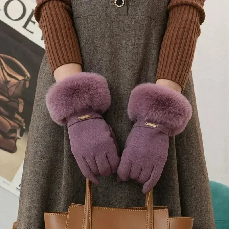 Warm Faux Fur Lined Women's Winter Gloves