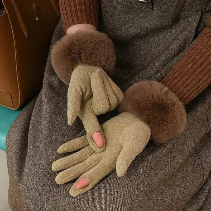 Warm Faux Fur Lined Women's Winter Gloves