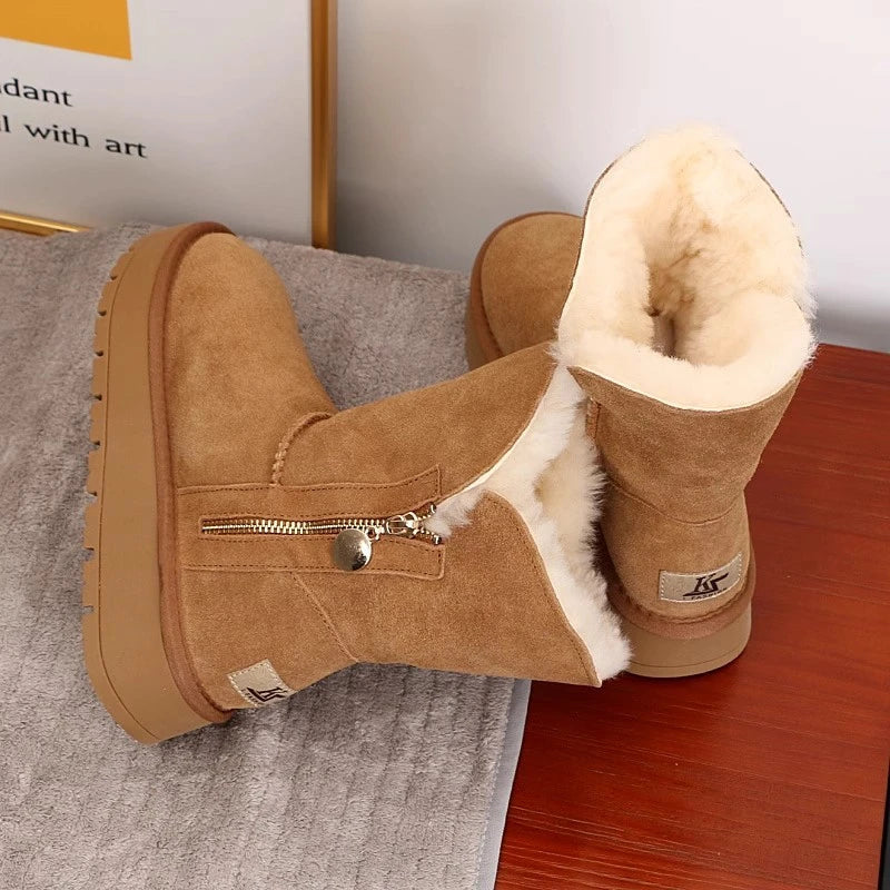Warm Waterproof Mid Calf Snow Boots