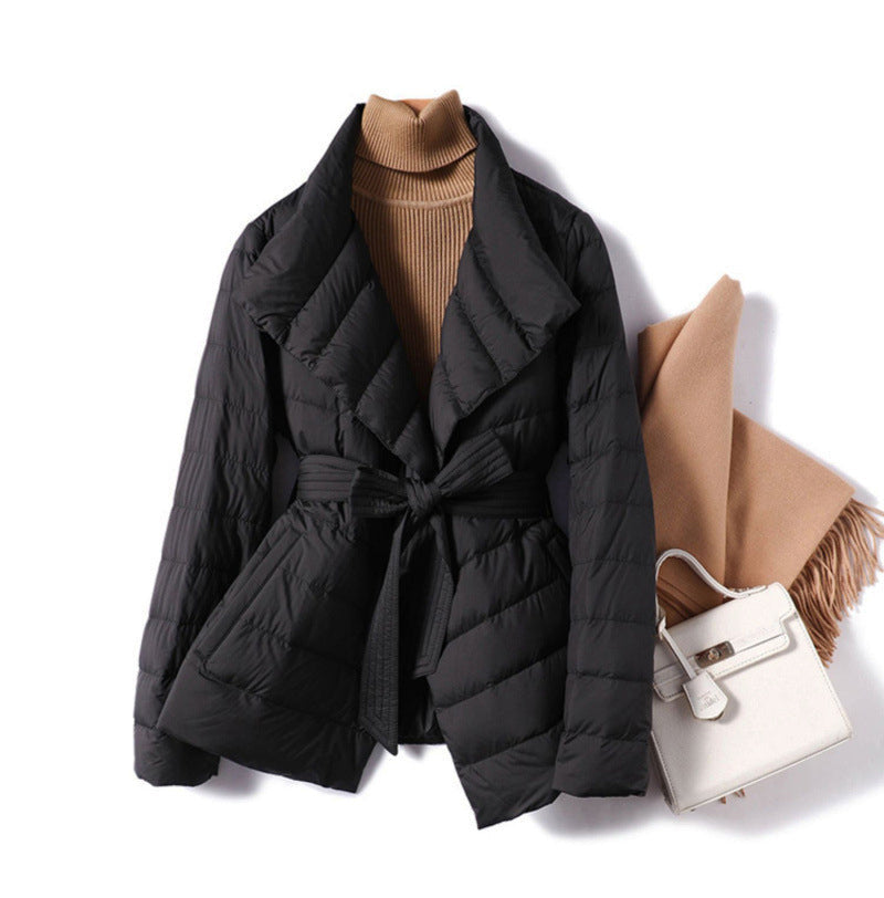 Warm Quilted Down Peplum Hem Jacket