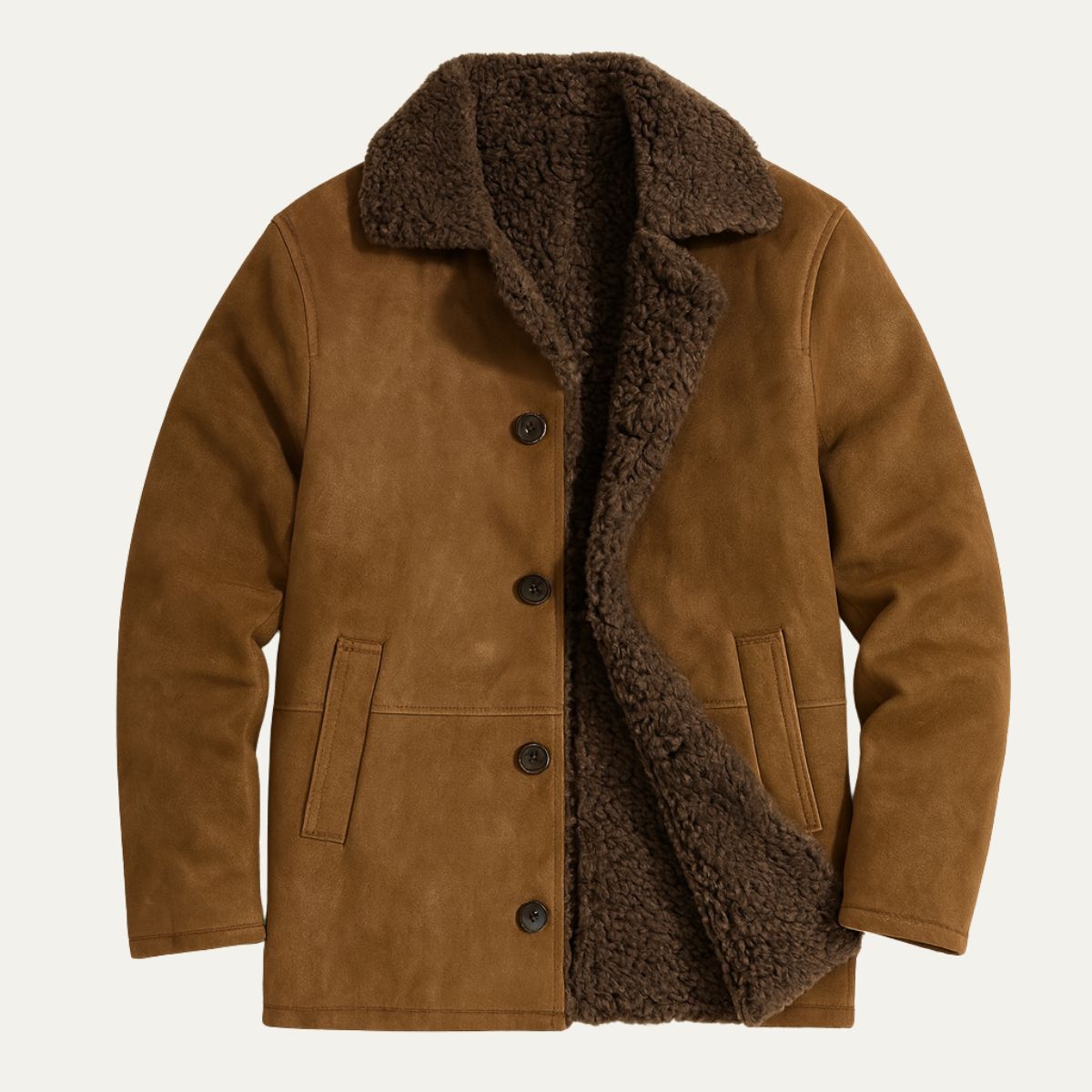 Warm Sheepskin Mens Classic Parka Coat
