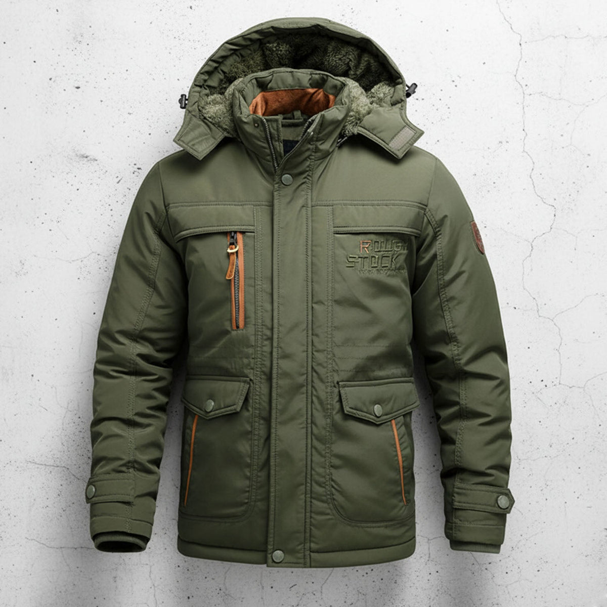 Warm Hooded Parka Coat with Cargo Pockets