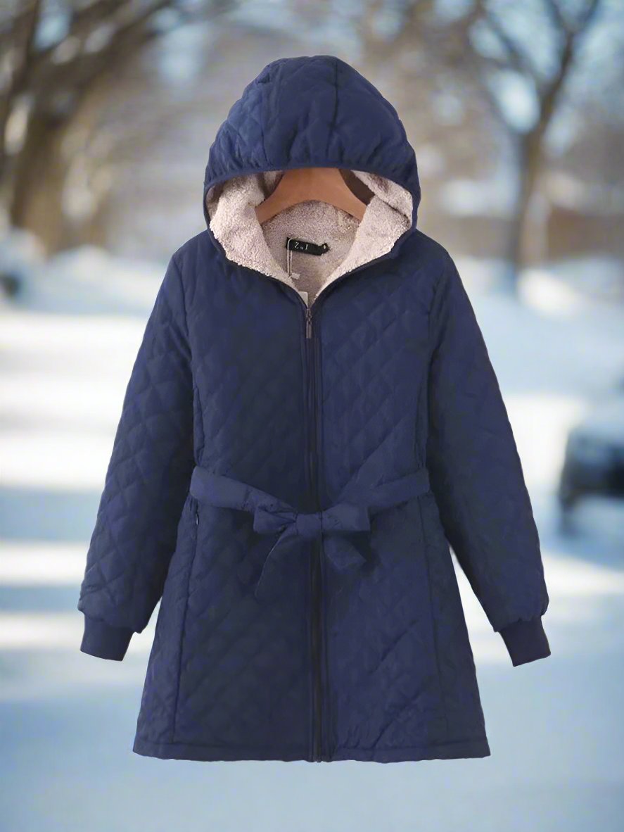 Cozy Women's Parka Jacket with Hood and Adjustable Belt