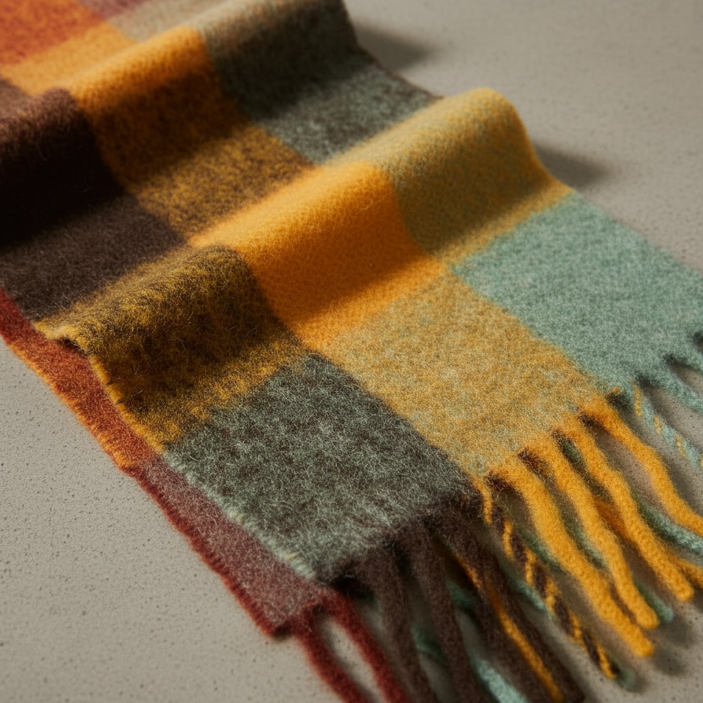Cozy Plaid Fuzzy Winter Scarf