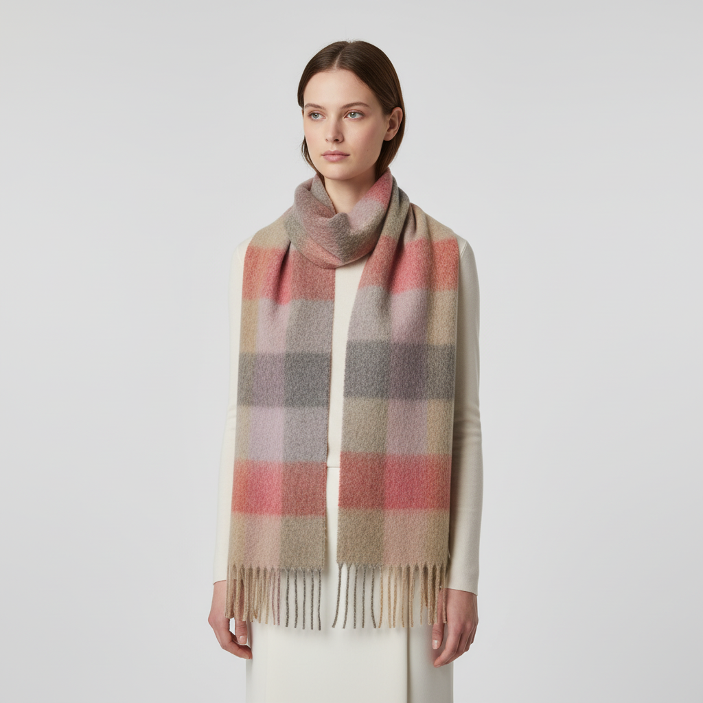 Cozy Plaid Fuzzy Winter Scarf
